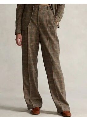 LAUREN RAPLH LAUREN GLEN PLAID  WIDE LEG WOOL TROUSERS 
SIZE 8